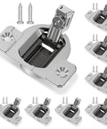 Eight Pack Cabinet Hinge Replacement Set For 110 Degree Compact 33 Hinges with screws shown in stainless steel
