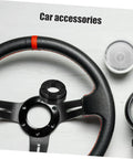 Riser Adapter Plate for Racing Cars displayed on a black textured steering wheel with accessories