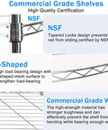 Built Like A Tank 6 Tier Metal Corner Wire Shelf With Waterproof Liners And Adjustable Leveling Feet Detachable Garage Storage Rack and Heavy Duty Basement Organizer For Any Home Setup 420 Lb Capacity showing commercial grade wire and V-shaped design.