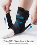 Ultimate 360 Degree Ankle Support Brace For Men And Women Lace Up Neoprene Ankle Wrap showing wrap-around feature