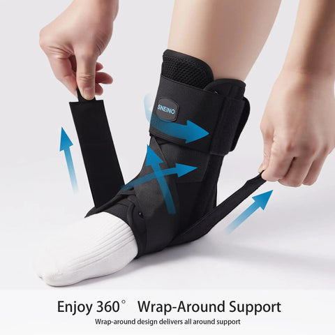 Ultimate 360 Degree Ankle Support Brace For Men And Women Lace Up Neoprene Ankle Wrap showing wrap-around feature