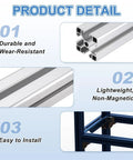 4 Piece 4040 Aluminum Extrusion Kit, 200mm European Standard Anodized Linear Rail Profile For Framing, 3D Printer Parts, CNC DIY Projects For Builds, Silver in a frame close-up