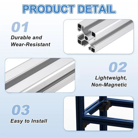 4 Piece 4040 Aluminum Extrusion Kit, 200mm European Standard Anodized Linear Rail Profile For Framing, 3D Printer Parts, CNC DIY Projects For Builds, Silver in a frame close-up