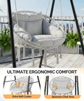 Chill Outdoor Hammock Chair With Stand And Canopy, Heavy Duty 660 Lb Capacity Cushioned Swing Chair on patio