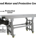 Beefy PU Belt Conveyor With Aluminum Frame 59 Inch Length And 11.8 Inch Width, showing motor and protective cover