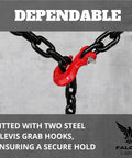 Heavy Duty One Half Inch By Twenty Foot Grade Eighty Transport Binder Chain With Twelve Thousand Lbs WLL And Forty Eight Thousand Lbs Break Strength, Clevis Grab Hooks