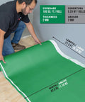 Person installing Top Shelf Premium Acoustical Underlayment Roll For Hardwood Floors 100 Square Foot sound dampening foam.