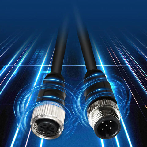 M12 A Code 5 Pin Male To 5 Pin Female Waterproof Connector Cable 9.9 Ft Built For Rugged Industrial Use with PVC Jacket