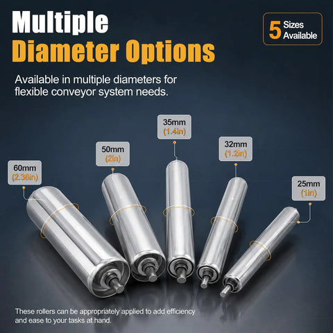 Heavy Duty Stainless Steel Conveyor Roller Set 6 Inch 12 Inch 10 Inch 4 Inch 24 Inch 18 Inch 22 Inch 16 Inch For Reel Mower Material Supports Packaging Line DIY Roller Table 10 Pcs, 5 sizes shown