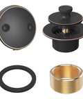 Oil Rubbed Bronze Tub Drain Trim Set Conversion Kit, All Brass Lift And Turn Bathtub Drain Replacement, components view