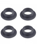 Flanged Sleeve Bearing Set 10mm Bore, 12mm OD, 6mm Length, 18mm Flange Diameter, 1mm Flange Thickness, POM Self Lubricating No Oil Needed Bushings Black, 4 Pack, Low Friction, High Load Capacity, Durable, four bearings shown