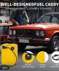 Beefy Portable Tank With Line For Generators And Marine Use 6.34 Gallon 24 L with car in garage background