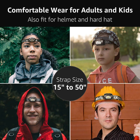 Super Bright Led Headlamp Two Pack With Awesome Lighting Modes Waterproof And Lightweight Battery Powered Headlight on diverse individuals outdoors