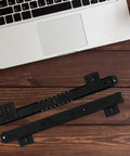 Slick Glide Keyboard Tray Slides With Bottom Mount Drawer Rails 35mm Width Cold Rolled Steel for office desk, matte black.