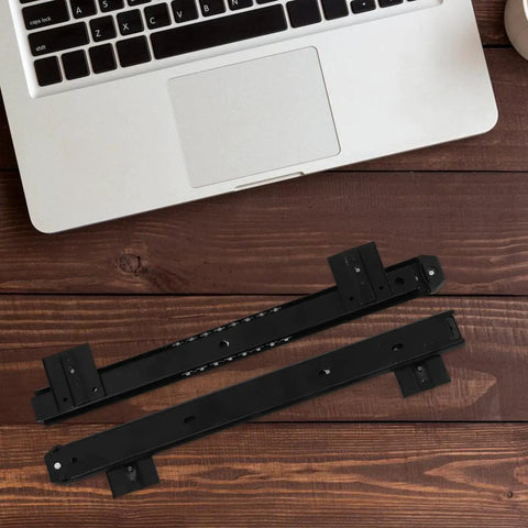 Slick Glide Keyboard Tray Slides With Bottom Mount Drawer Rails 35mm Width Cold Rolled Steel for office desk, matte black.