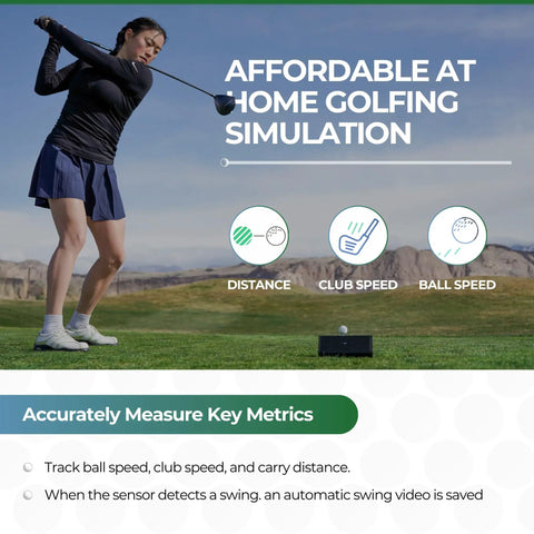 Golfer using Hybrid Golf Launch Monitor for ball speed, club speed, distance, and smash factor on a golf course