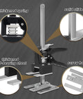 Labor Saving Arm Jack Lifting Helper Tool with spring, slide, load-bearing sheet, and screw holes details for DIY projects.