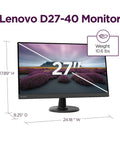 D27-40 27 Inch FHD All In One Monitor That Rocks For Work Or Play, 75Hz Refresh, Natural Low Blue Light, with specs displayed