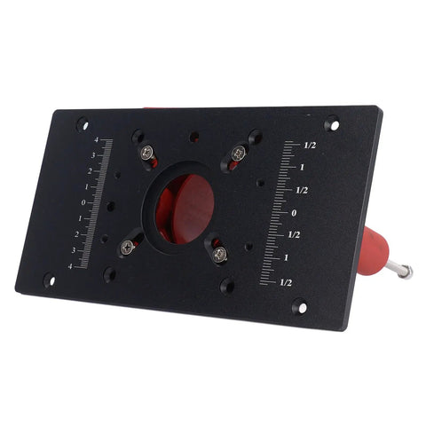 Heavy Duty Manual Lifting Base Router Insert Plate Flip Board Kit For Table Routers With Hand Crank showing precise measurements and adjustable depth.