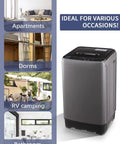Compact Full Automatic Washing Machine In Sleek Grey Acts As A Smooth Operator With Quick Wash Spin Cycles And Direct Drainage handles daily chores in apartments, dorms, and RVs.