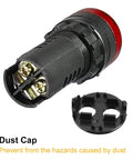 Five Pack Red Indicator Light With Buzzer 110V ACDC 22mm Panel Mount with dust cap shown for electrical control panels HVAC projects.