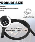Universal Brake Booster Vacuum Hose Drop Right In 36 Inch Soft Rubber Line with adjustable clamp and size details.
