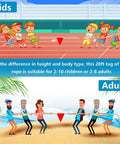 Epic Tug Of War Rope 25Ft With Flag For Outdoor Fun For Kids And Adults depicted with kids and adults playing tug of war.
