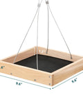 Eco Friendly Wood Hanging Bird Feeder Tray For Outdoors All Weather Durable Garden Wildlife Feeding Station With Easy Install And Stable Platform