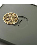 Top Shelf Green Slate Tea Tray With Integrated Drainage For Snazzy Kung Fu Ceremonies And Cool Home Office Vibes Stylish Square Serving Board Perfect For Dope Tea Enthusiasts with circular gold drainage cover.
