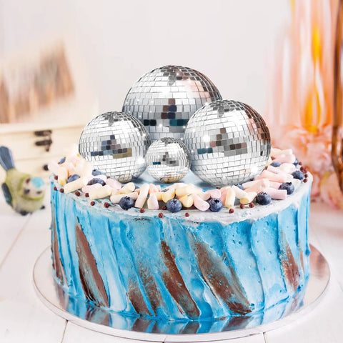Cake with 11 Piece Disco Ball Cake Decorations Set With Mirror Ball Toppers For Cakes And Party Tables Includes 4 Sizes 8cm 6cm 4cm And 2cm Perfect 70s Theme Birthday Centerpiece And Disco Dance Party Decor