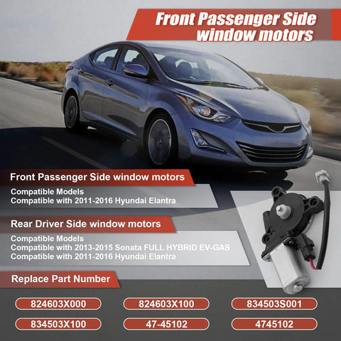 Rock Solid Power Window Lift Motor Sweet Deal Fit For 2011 To 2016 Hyundai Elantra Front Passenger Side and Rear Driver Side