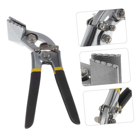 3 Inch Hand Seamer Sheet Metal Bending Tool with anti slip jaws and locking handle, close-up showing ergonomic grip, ideal for metal work.