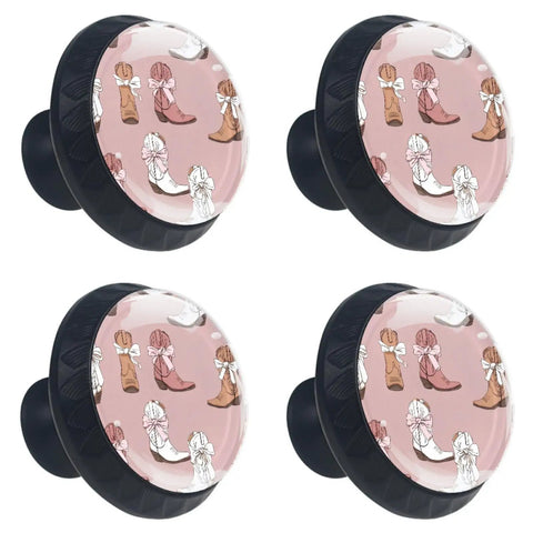 4 Pack Kitchen Cabinet Knobs With Black Base 35mm Drawer Pulls, Decorative Crystal Glass Handles with Shoe Pattern