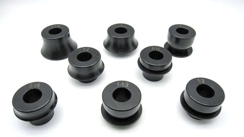Bead Roller Round Over Die Set For Pro Grade Metal Work And DIY Projects, 4 Piece Radius Dies, shown in black steel with size markings