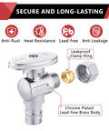 10 Pack Pex A Angle Stop Valve Set For Quick No Sweat Install 1/4 Turn On Off 3/8 Inch OD Compression To 1/2 Inch Pex A Expansion Chrome Brass