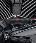 Black And Red Carbon Fiber Clutch Shift Linkage Rod For Harley Davidson Softail Deluxe Fat Boy Heritage Softail Sport Glide And Touring Models Fits FLHR FLHX FLTRX FLHT Adjustable 11.5 To 12.5 Inches installed on Harley engine