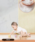 Premium Beige Thermal Peel And Stick Wall Panels 9mm Thick XPE Foam Insulation featuring an infant playing on the floor.