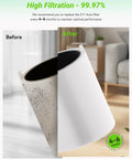 Two Pack 311 Auto Filter Replacements For Blueair Blue Pure 311 Auto Purifier And 2 In 1 HEPA Silent And Activated Carbon Filter Upgrade For Clean Air At Home showing before and after use comparison.