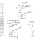 Technical drawings of Modern Toe Clips Silver Medium For Outdoor Adventures Durable And Secure Foot Grip Easy Adjust Fit.