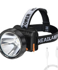 Ultra Bright Rechargeable Headlamp With Dual Modes LED Spotlight For Camping Fishing Hiking And Outdoor Adventures No Fuss Comfort And Hands Free Fit High Lumen Headlight For Night Runs And Climbing with USB cable