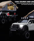 F150 Diecast Pickup Truck For Kids Ages 4-8 With Sightseeing Cabin Pull Back Car With Light And Sound Durable Zinc Alloy And ABS Realistic Details White, showing truck and cabin with lights on