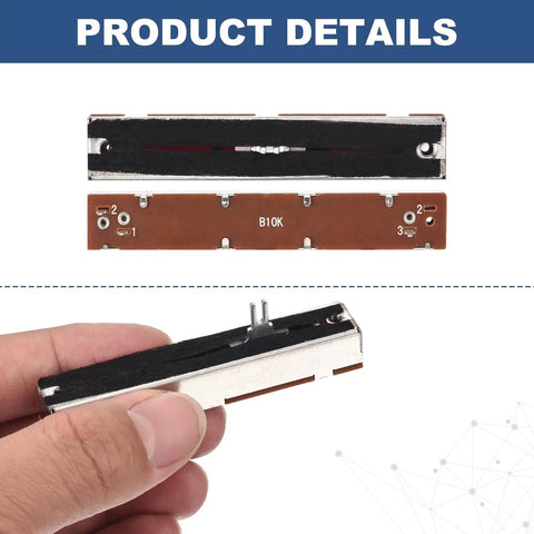 10Pcs Straight Linear Slide Potentiometers 3 Pin B10K 88Mm Length 60Mm Travel 4x10Mm Handle Faders Pro Grade Variable Resistors Electronics