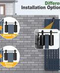 Different installation options for Heavy Duty Sliding Gate Roller Hardware Kit With Steel Wall Mount Bracket And Nylon Roller Guides Built Tough For Garage Doors And Wood Gates Adjustable Micro Adjustment Black 2 Pack 4 Inch