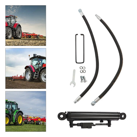 Two Way Hydraulic Top Link for Tractor and Excavator Cat 2 2 20 MPa Double Acting Cylinder With Locking Block Shown With Hoses