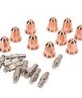 Fabater Plasma Cutter Consumables 20 Pcs Electrode Tip Nozzle And Cup Kit with copper nozzles and steel connectors for S45 cutting.