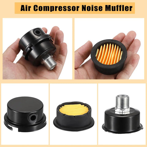 Air Compressor Silencer With Built In Filter And Intake Filter Replacement, One Half Inch PT Twenty Millimeter Thread