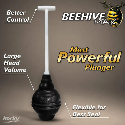 Heavy Duty Beehive Toilet Plunger To Knock Out Stubborn Clogs And Blast Away Nasty Gunk Fast With A Rock Solid T Handle Grip And Easy Storage Lock That Clears Every Bowl Shape Without Hassle, featuring large rubber head and flexible design.