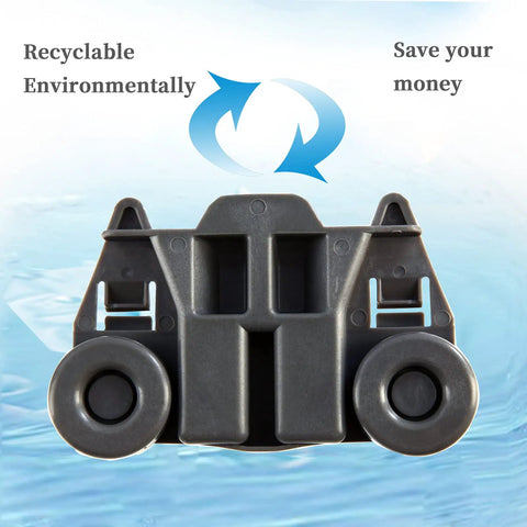Black dishwasher wheel showing recyclable environmentally friendly features, part of Upgraded Dishwasher Wheel Lower Rack Replacement.