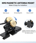 NMO Antenna Lip Hatchback Mount Bracket With Through Hole Fixed Cap For Vehicle Ham Radio 16 Point 5 Ft RG58 Pure Copper Coax Cable UHF PL259 Male Connector No Drill Installation, shown with black bracket and gold connectors