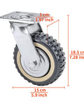 4 Pack 6 Inch Heavy Duty All 360 Degree Swivel Caster Wheels With 2 Brakes And 2 Non Brake Polyurethane Wheels side view